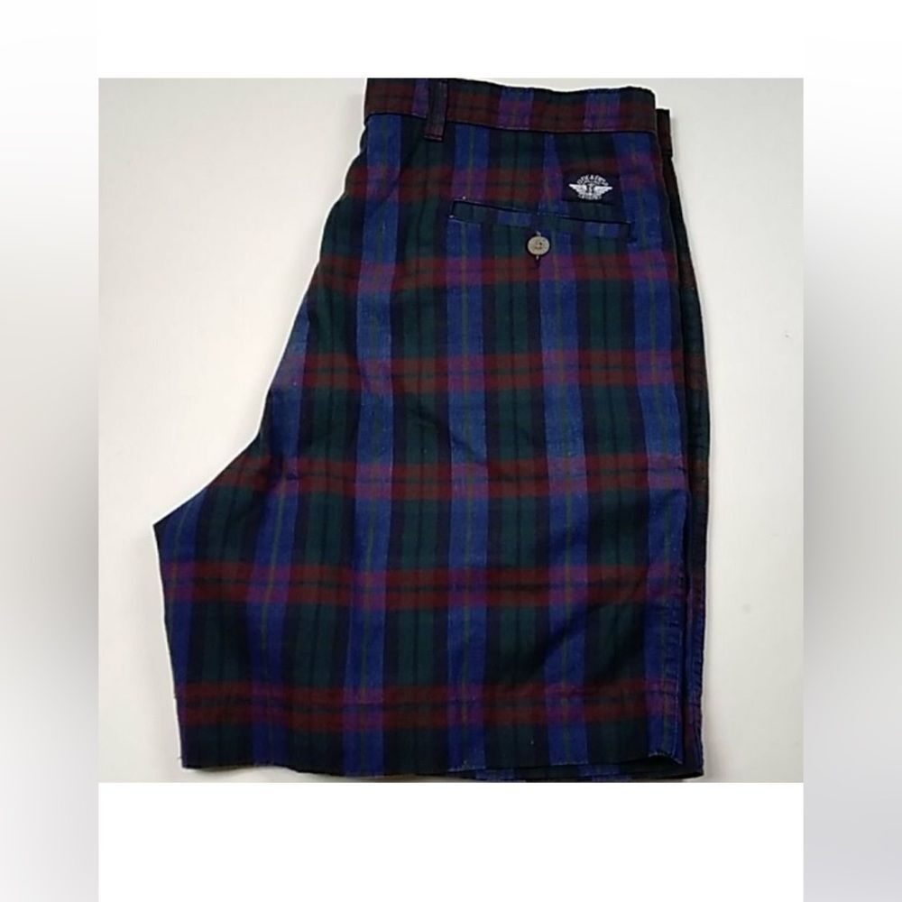 Dockers Classic 💯% Cotton Stylish Plaid Men's Shorts in Blue and Red Size 36